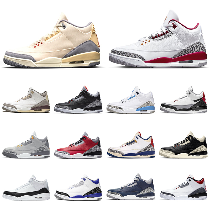 

Authentic Basketball Shoes 3 Muslin 3S Cardinal-Red Sail Rust Pink Tinker Cool Grey Black Desert Cement Outdoor Men Women Sports Sneakers Wi