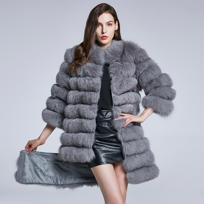 

2021real Fur Removable Bottom Women Coat Warm Thick HWT-C01 Women's & Faux, Brown