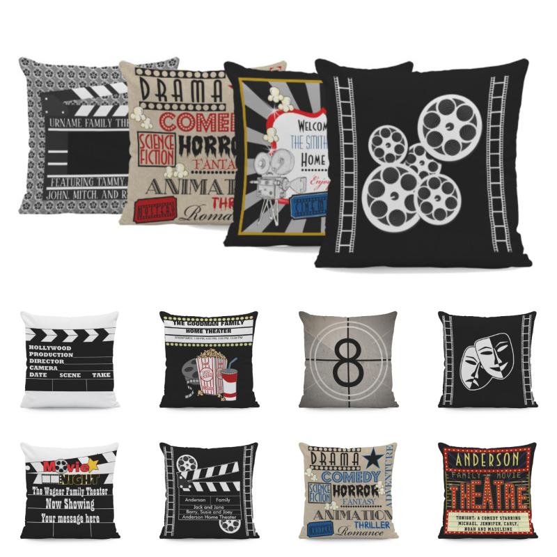 

Cushion/Decorative Pillow Polyester Vintage Movie Production Films Pillowcase Home Theater Sofa Cushion Covers Decorative Couch Throw, 9tpdx5734-9