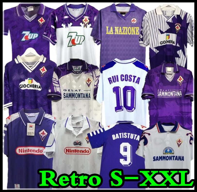 

1998 1999 Retro Fiorentina Soccer Jerseys 9 BATISTUTA 10 RUI COSTA 98 99 Home Football Shirt 2000 Camisas de Futebol 89 90 91 92 93 94 95 96 97
