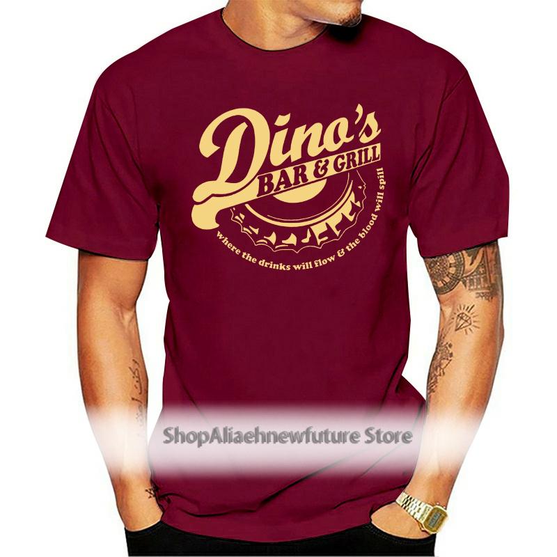 

Men's T-Shirts Men T Shirt 100% Pre-Shrunk Customized Thin Lizzy Dinos Bar And Grill T-shirt Novelty Tshirt Women, White;black
