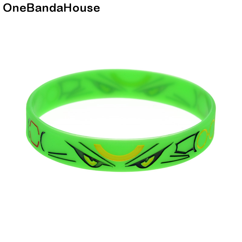 

100PCS Anime Silicone Rubber Bracelet Engraved Fashion Decoration Logo Green Adult Size for Promotion Gift