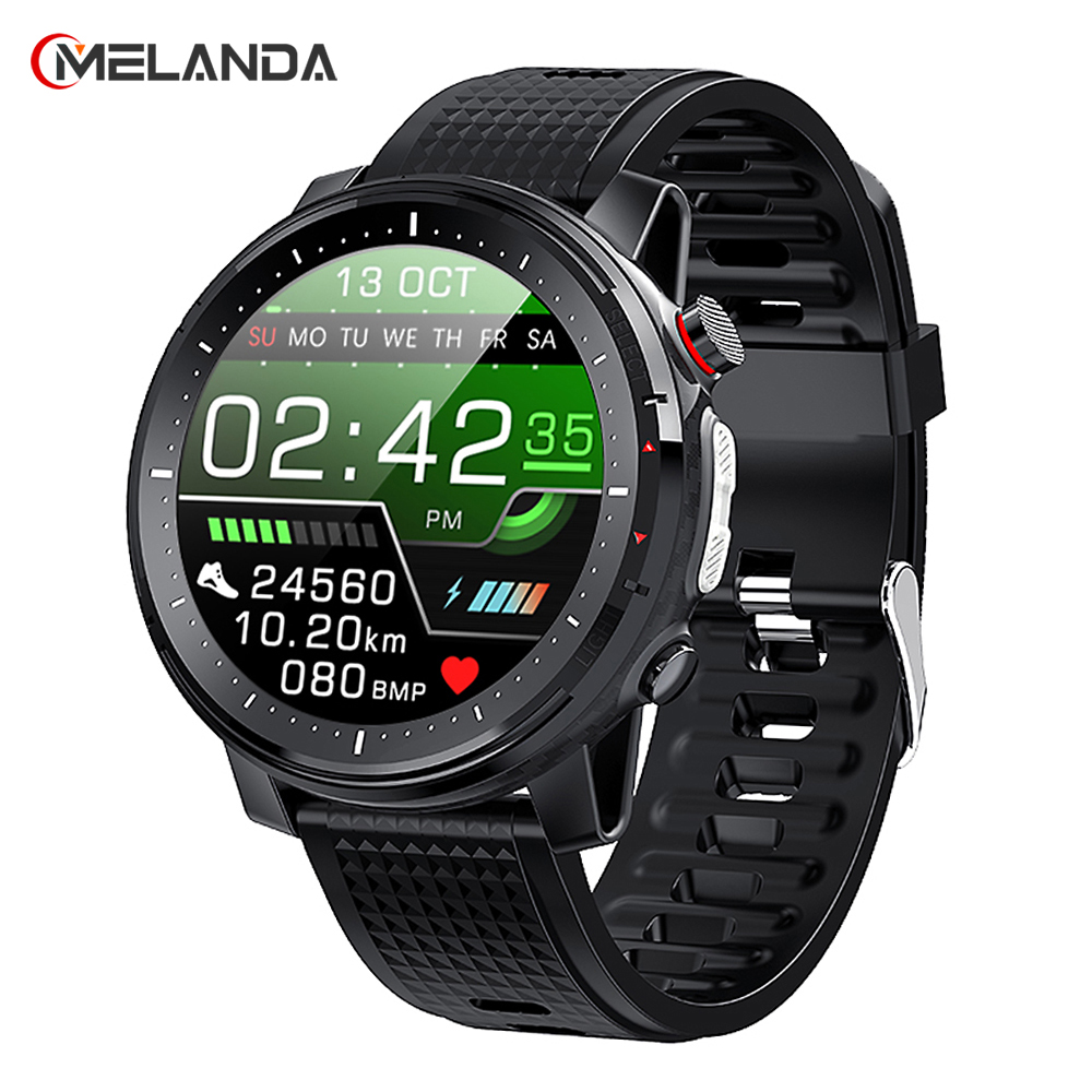 

MELANDA 2021 Full Touch Smart Watch Men Sports Clock IP68 Waterproof Heart Rate Monitor Smartwatch for IOS Android phone MD15, Black