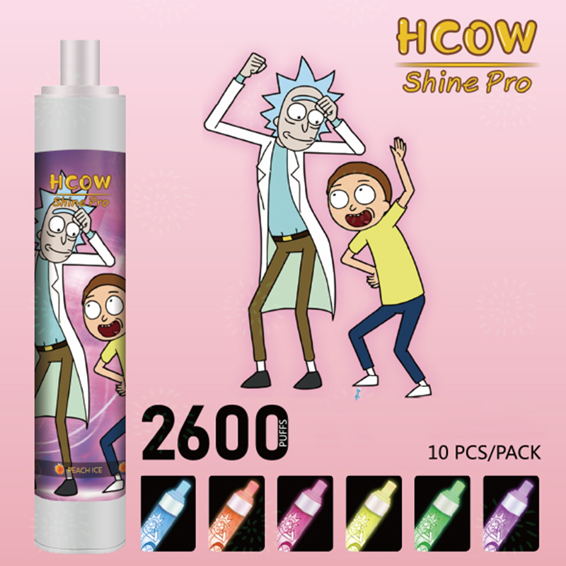 

Original HCOW shine pro VS Randm Dazzle Pro Disposable Pod Device Kit 1100mAh Battery 2600 Puffs Prefilled 6ml Cartridge Vape Pen With RGB Light 0268218