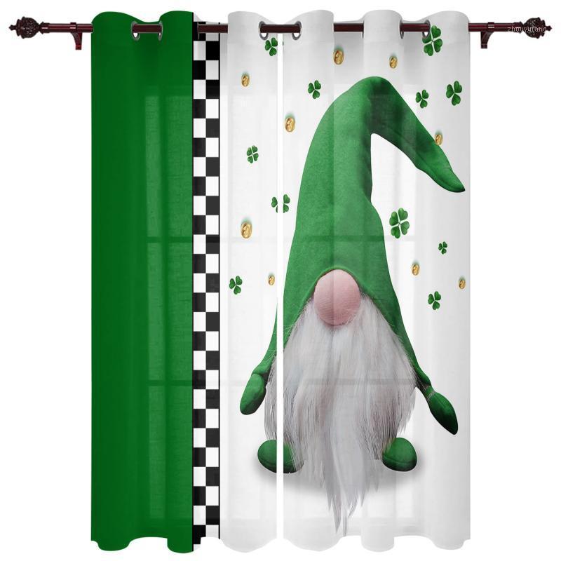 

Polyester Translucent Curtains St. Patrick'S Day Gnomes Pattern Luxury For Living Room Kitchen Bedroom Windows Curtain & Drapes