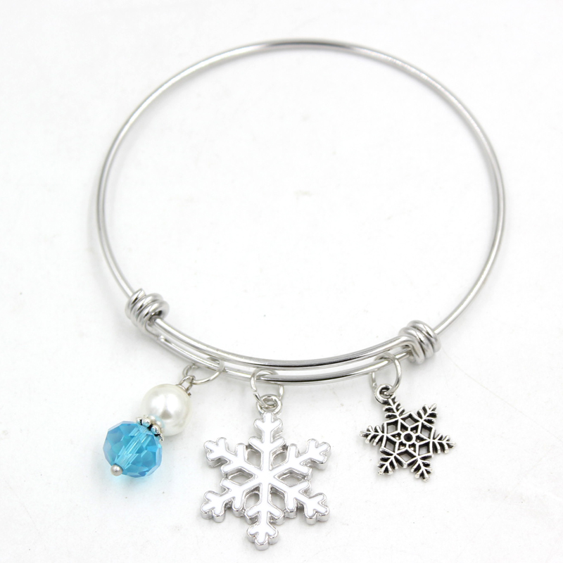 Nouvelle Arrivée En Acier Inoxydable Bracelet Fil Réglable Bracelet Extensible Hiver Flocon De Neige Bracelets Femmes Bijoux Cadeau