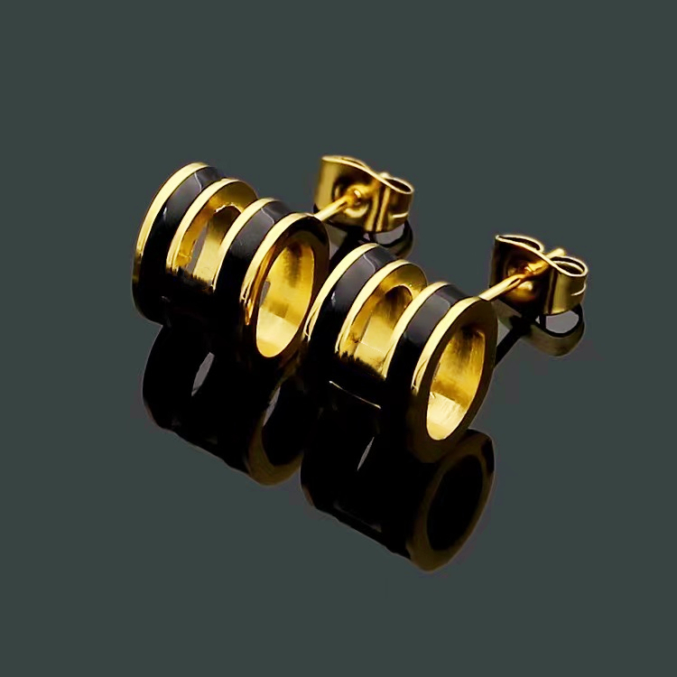 

Top Quality Luxury Stainless Steel Earring Stud Cute Clip on Enamel Earrings Gold H Design Classic Original Jewelry With Free Dust bag