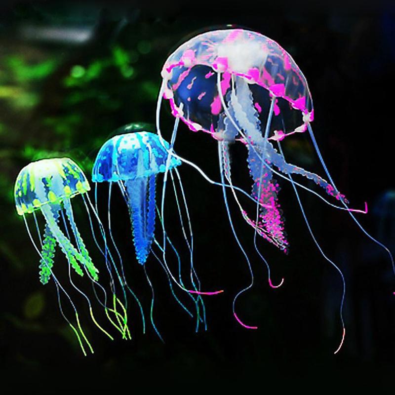 

Decorations 1Pc Artificial Jellyfish Silicone Glowing Effect Fish Action Figure Tank Decoration Aquarium Aquascape
