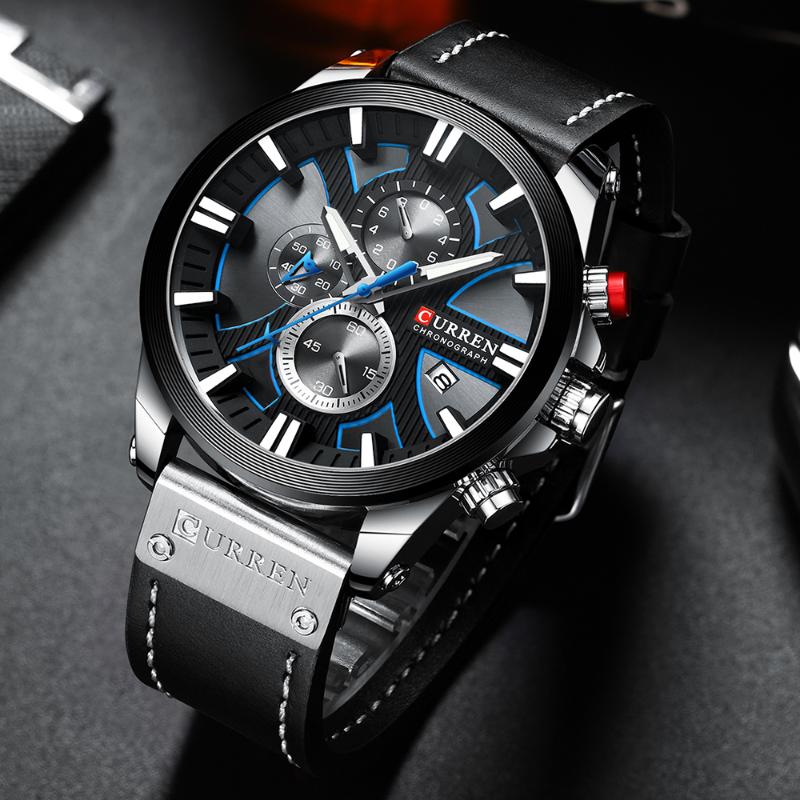 

Wristwatches 2022 CURREN Fashion Chronograph Clock Men Leather Watch Casual Sport Watches For Quartz Wristwatch Relogio Masculino, Brown rose black