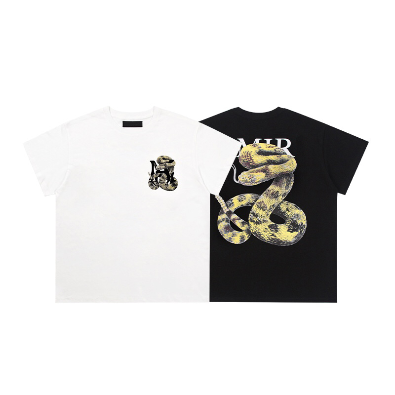 

2021 USA Spring Summer Rattlesnake Print T shirts Fashion Mens Skateboard Tshirt Women Clothes Casual Cotton Tee, White;black