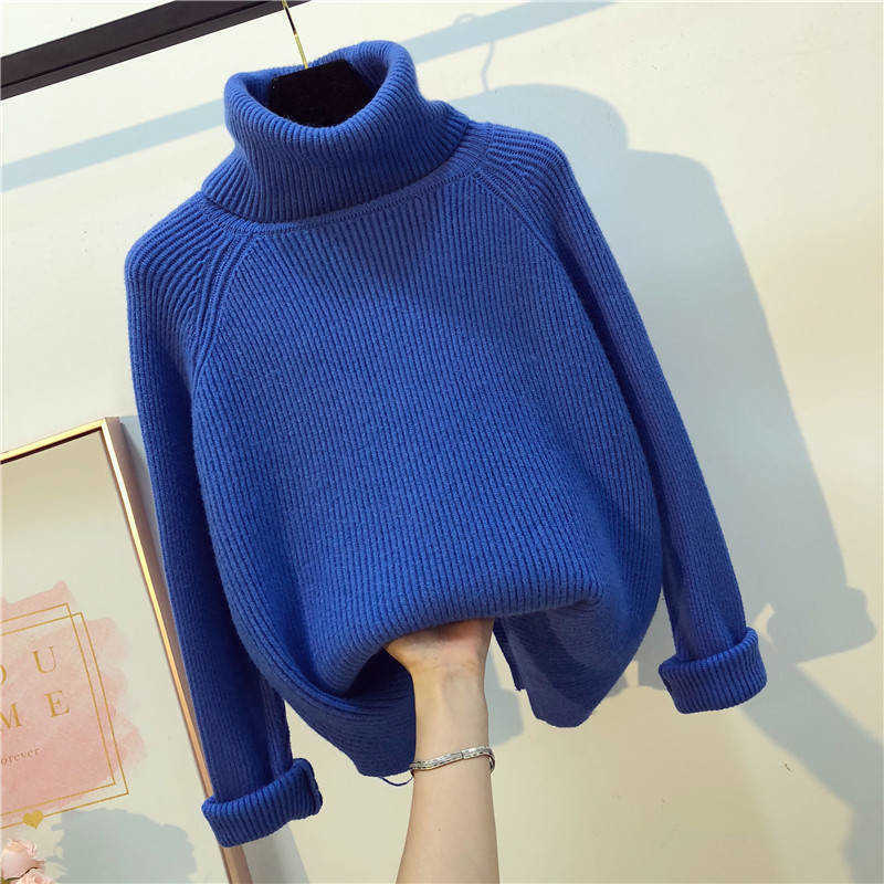 

Autumn Winter White Knitted Sweaters Women Korean Warm Turtleneck Long Sleeve Pullover Casual Loose Female Knitwear Jumper 210526, Yellow