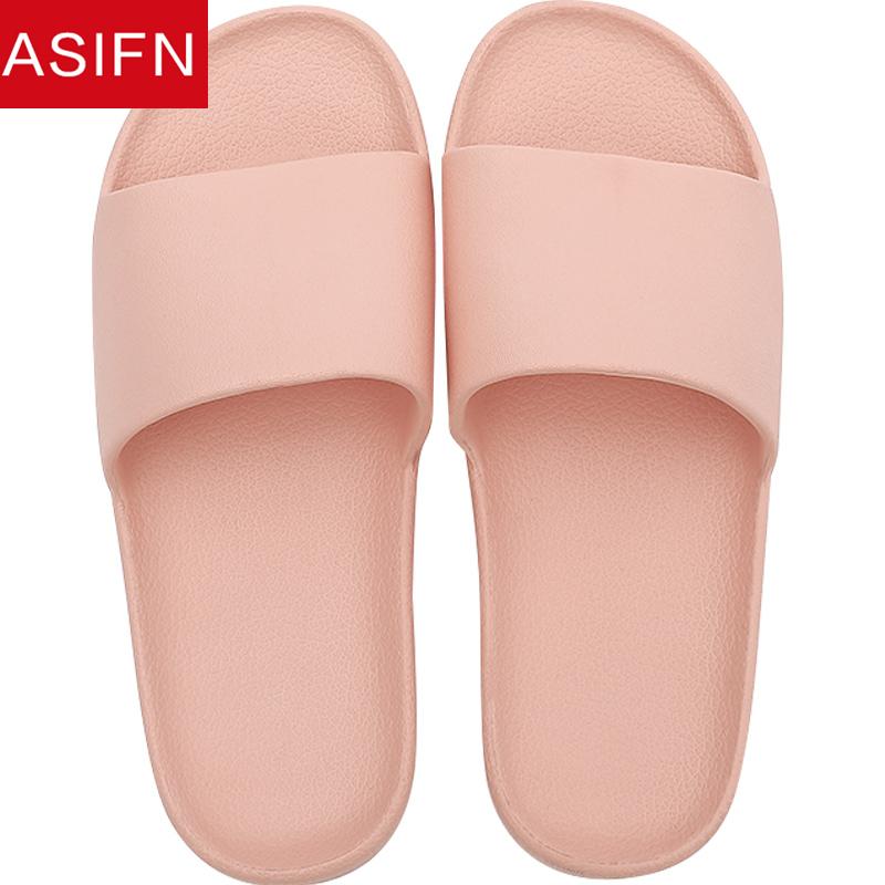 

Slippers ASIFN Bathroom Women Summer Slides Simple Home Household Couple Indoor Flip Flops Non-slip Men Sandals, Black
