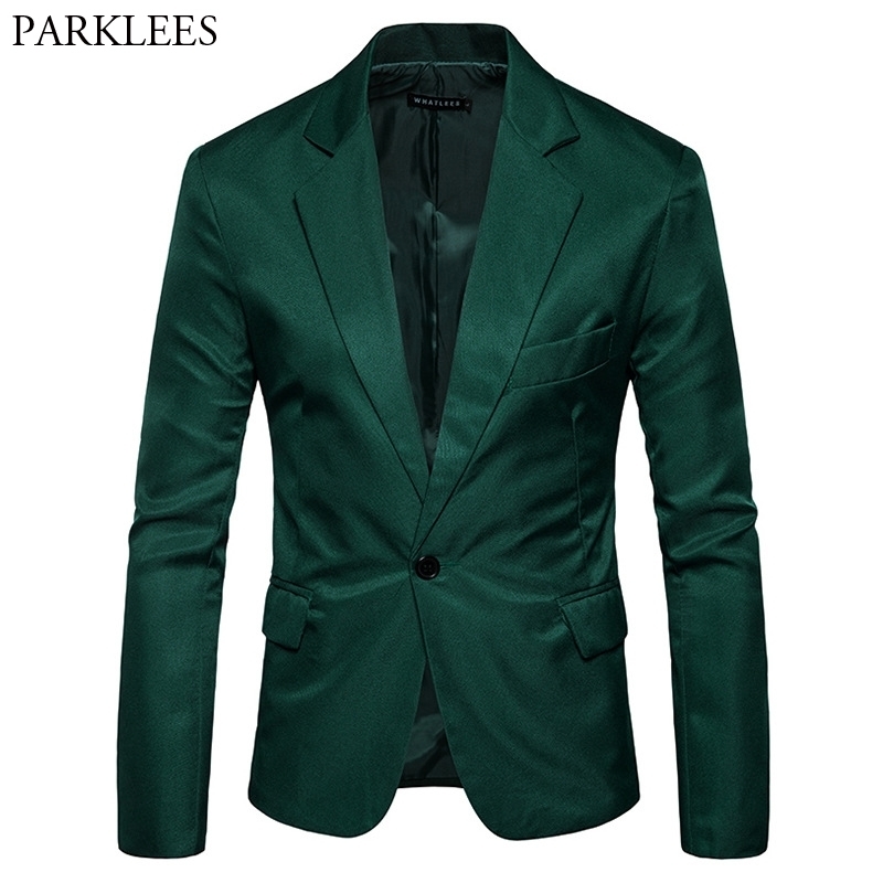 

Mens One Button Notched Lapel Green Blazer Men Brand Slim Fit Casual Suit Jacket Blazers Mens Business Office Costume Homme 2XL 210522, Red