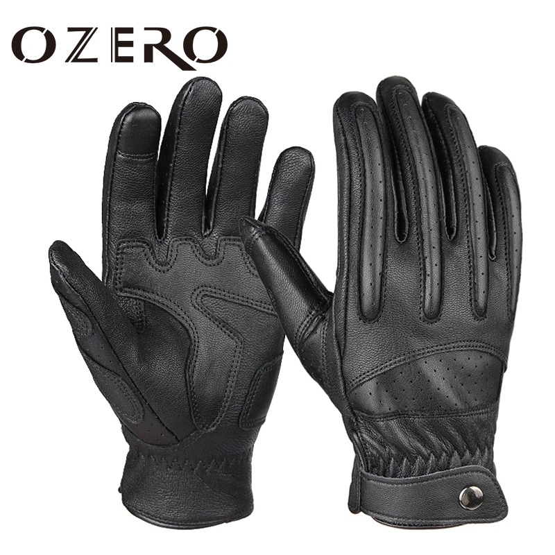 

OZERO Mens Touch Screen Gloves Leather Motorcycle Glove Outdoor Full Finger Cycling Mountain Bicycle Guantes Moto Glovesg