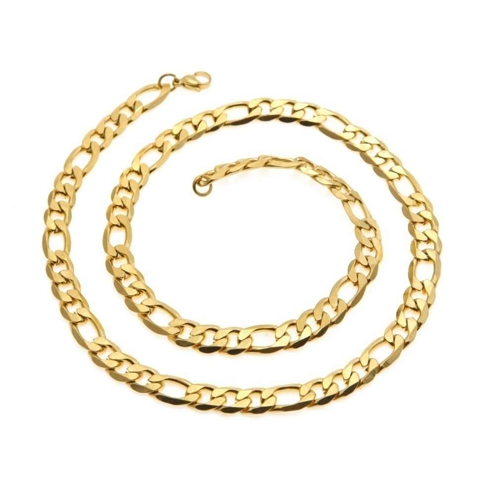 

Link Luxury men's and women's fashion link Figaro hip hop style 18K Gold Plated Chain Necklace, Silver