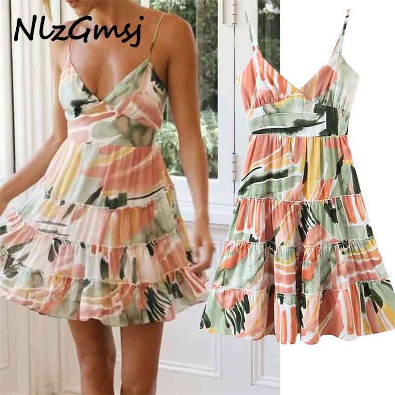 

Dres V Neck Sleeveless Sashes A-line Chiffon Sundress Holiday Summer Beach Vestido Party Sexy 03 210628, As picture