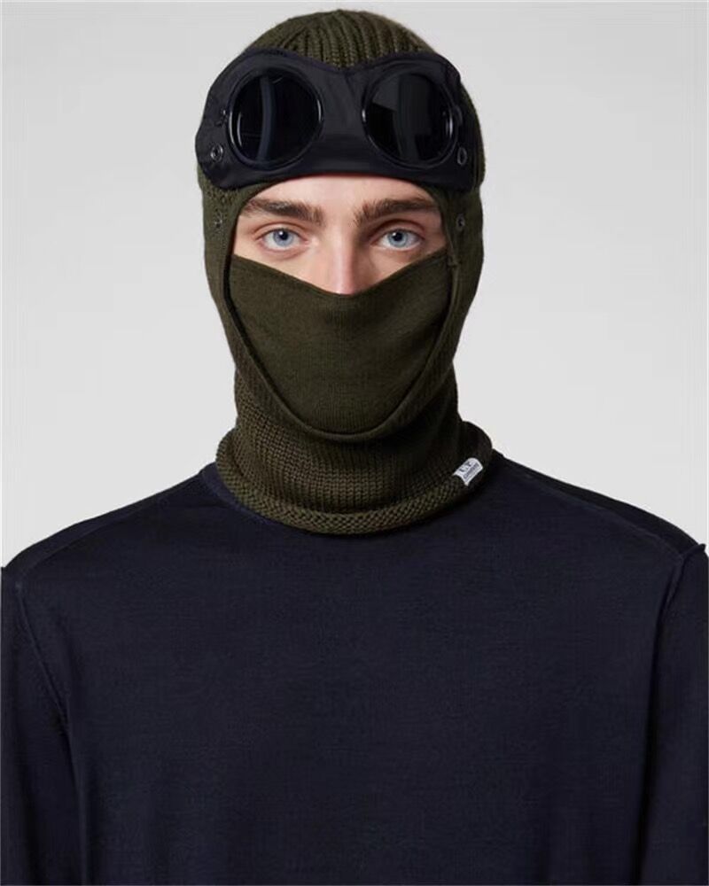 

Two lens windbreak hood beanies outdoor cotton knitted windproof men face mask casual male skull caps hats black grey, Multi