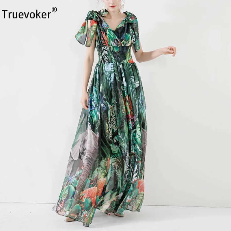 

Truevoker Summer Long Resort Dresse's Colorful Animal Printed Spaghetti Strap Festa Vestidos To The Floor Party Gown 210602, Blue