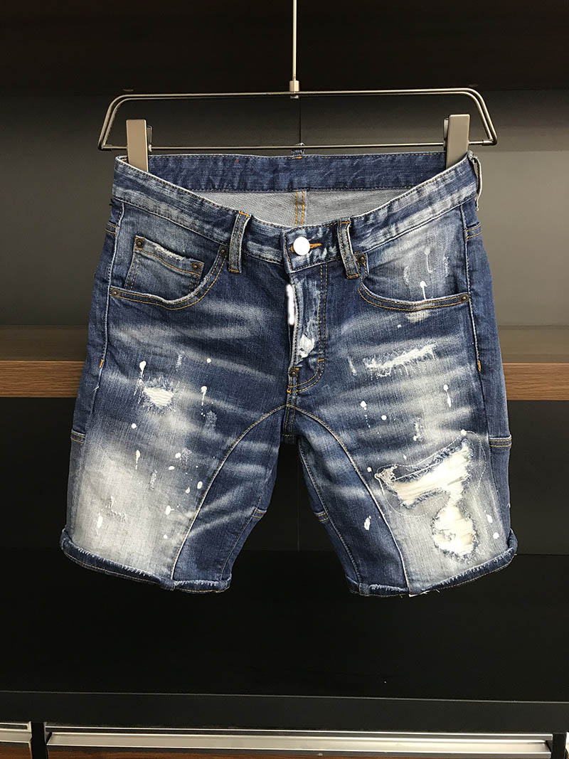 

mens short jeans straight holes denim jeans casual jean Night club blue Cotton summer Men pants Europe and America style hip hop pants us22