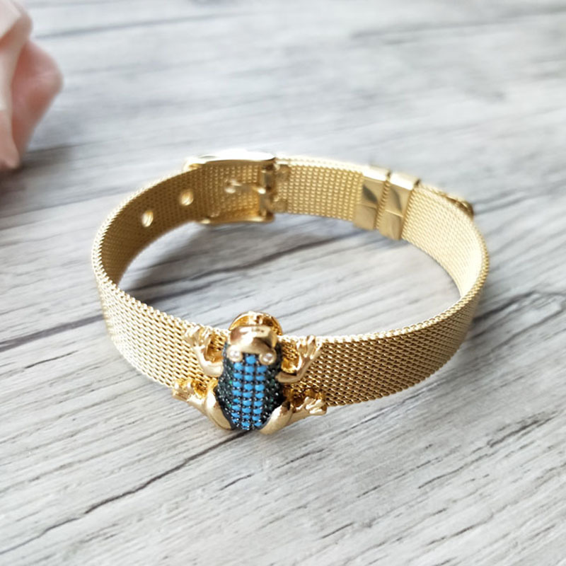 

5Pcs Turkish Style frog Double Bails Connector,Micro pave CZ zircon Strap bracelet,adjustable bracelet women Jewelry BG184