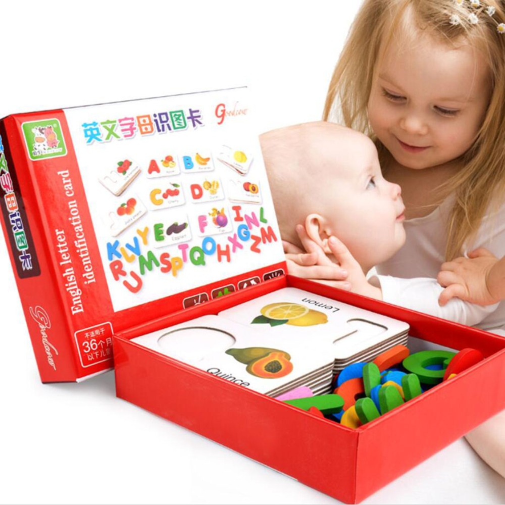 

Wooden Letter Fruits Vegetables Cognitive Card English Letter Identification Card Children Kids Early Educational Toy Puzzle