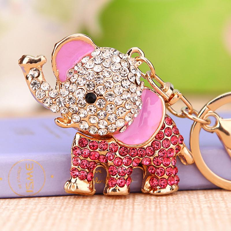 

Keychains Charm Pendant Lucky Mascot Elephant Keychain Bling Keyring Bag Purse Buckle Car Keys Holder Jewelry Gift For Women 4 Colors