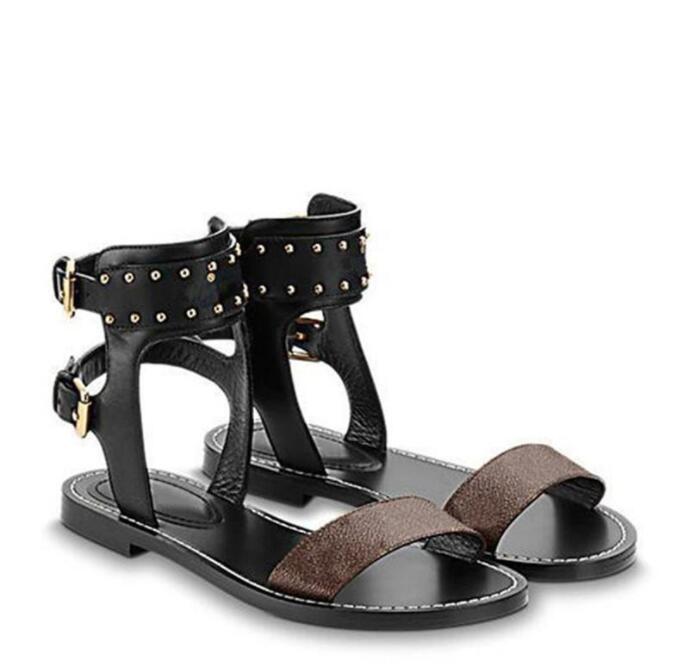 

Designer Sandals Sliders Print Leather Nomad woman Sandal Non-Slip Gladiator Outsole Flat Brand Fashion Luxury Women with box, 12