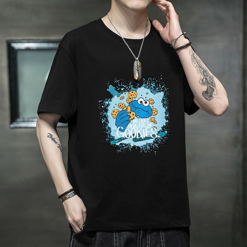 

Summer Fashion Men's T-shirts Body Round Neck Pullover Men's Half Sleeve Tops Base Shirt Pure Cotton Wear Simple Pattern Printing Tees, T72 white