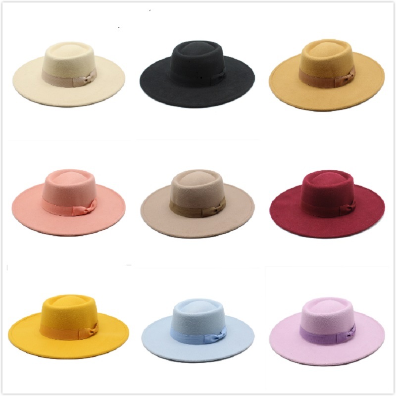 

Vintage Wool Felt Jazz Fedora Hats Men Women Dress Wide Brim Panama Trilby Gentleman Formal Cap Black Yellow Red Pink Hat
