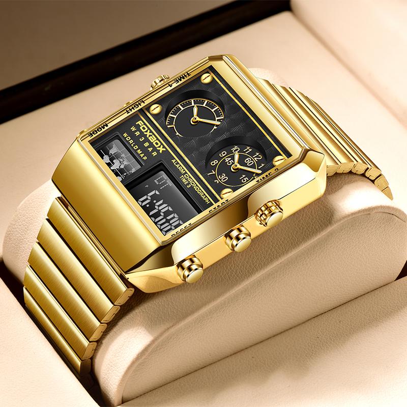 

Wristwatches LIGE FOXBOX Watches For Men Sport Quartz Wristwatch Waterproof Military Digital Clock Watch Relogio Masculino, White