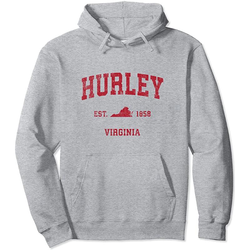 

Men' Hoodies & Sweatshirts Hurley Virginia VA Vintage Sports Design Red Print Pullover Hoodie