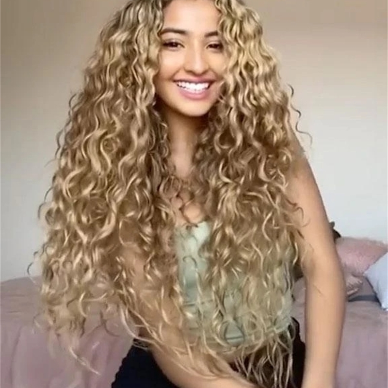 

rose net light Wig gold long curly hair taco2, Ombre color
