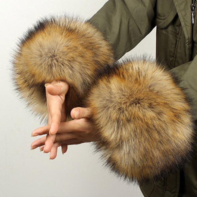 

Five Fingers Gloves Faux Fur Imitation Wrist Guard Women's Cuff 38color Choose