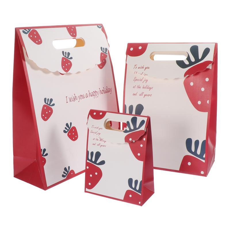 

Gift Wrap 3Pcs Valentine's Day Paper Packaging Bags Printed Shopping Handbags