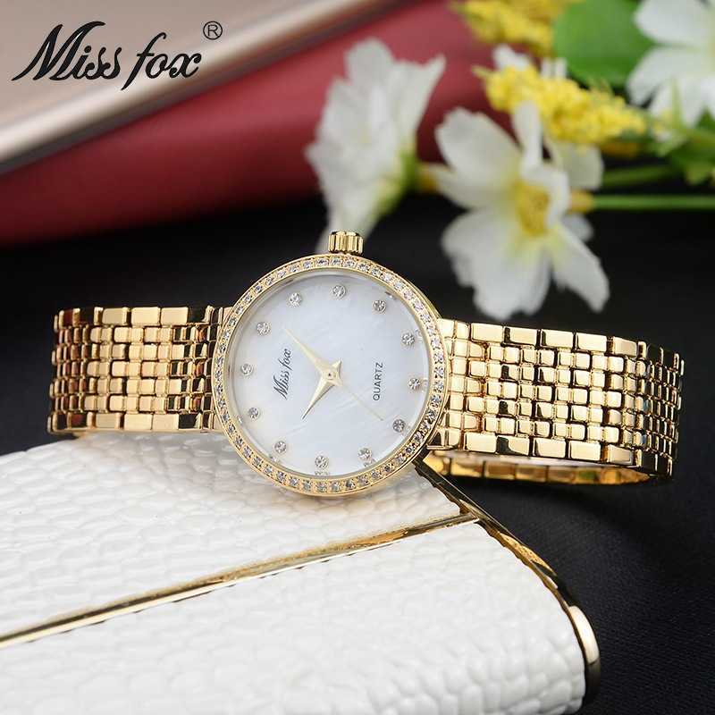

Elegant European women's round alloy steel band fine grain watch band rose gold inlaid Watch, Gold rose gold surface 1
