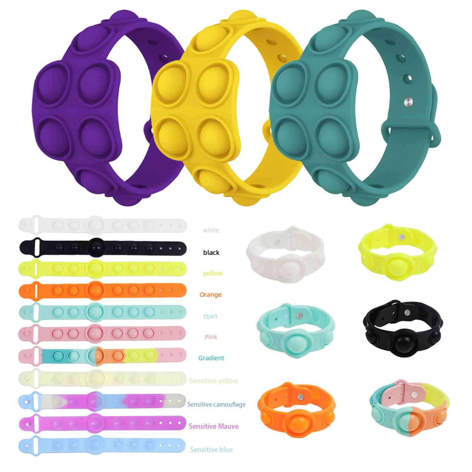 

DHL Fast Fidget Reliver Stress Toys Wristband Hand Push It Bubble Antistress Adult Children Sensory Gift Toy To Relieve Autism CJ23