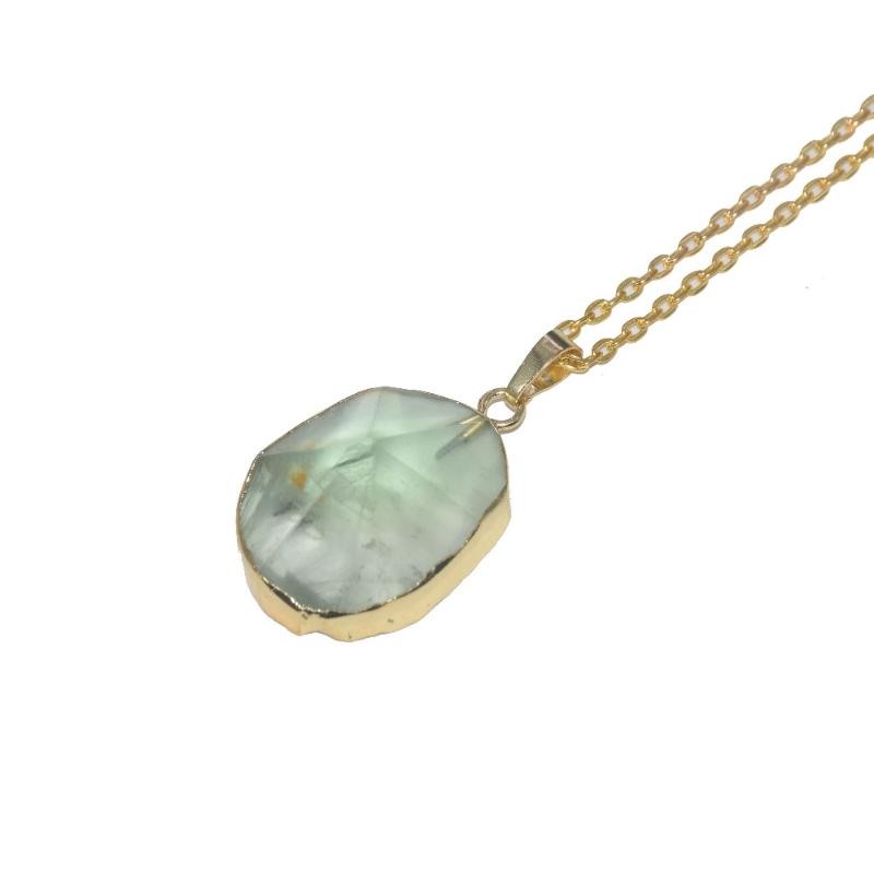 Pendant Necklaces Style Faceted Green Crystal Quartz Charm Necklace Rainbow Fluorite Chain For Women 2021 Party-image-706610322