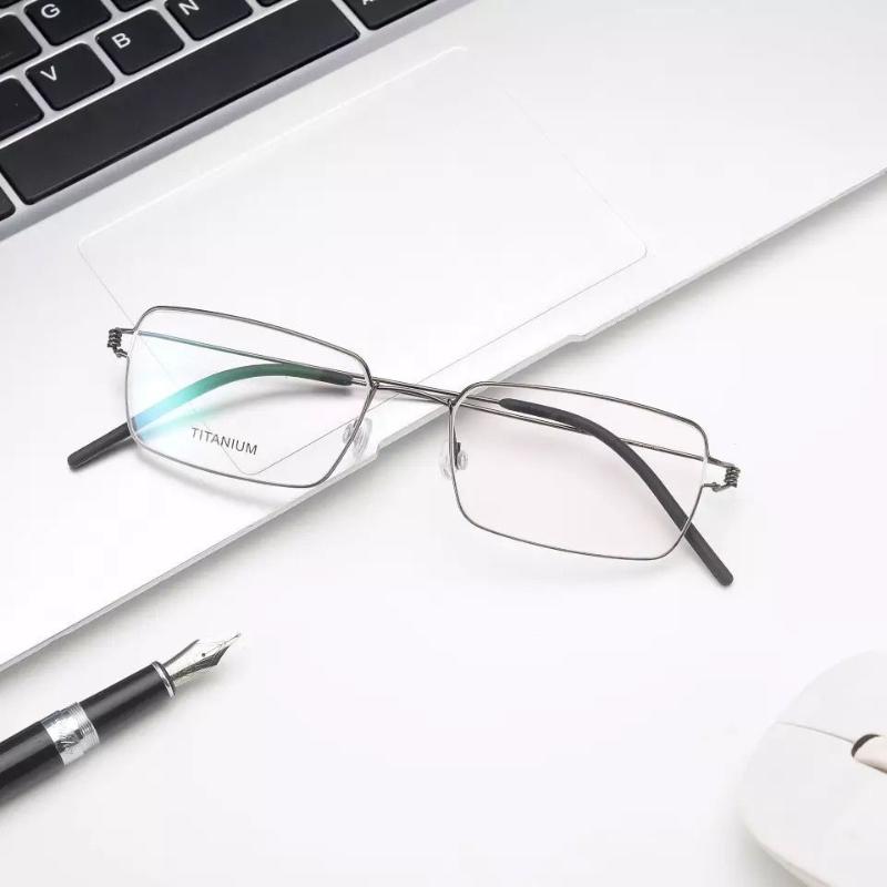 

Fashion Sunglasses Frames Square Rim Titanium Glasses Frame Women No Screw Eyeglasses Men Super Light Korean Prescription Mens Optical