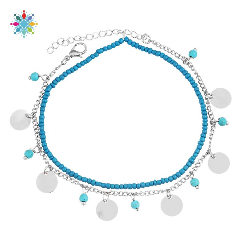 

Anklets Beads Pendant Anklet Chain Women Ankle Bracelets Charm Tassel Foot, Red;blue