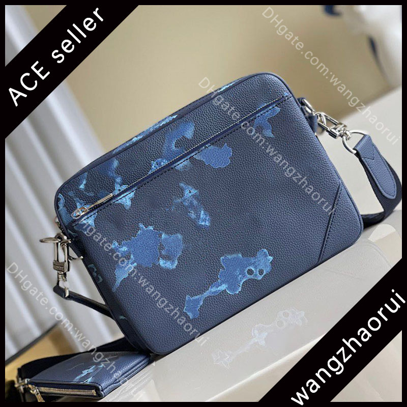 

Top quality genuine leather men messenger bags canvas shoulder bag fashion cross body bagss composite bagsss with box A012, M69443