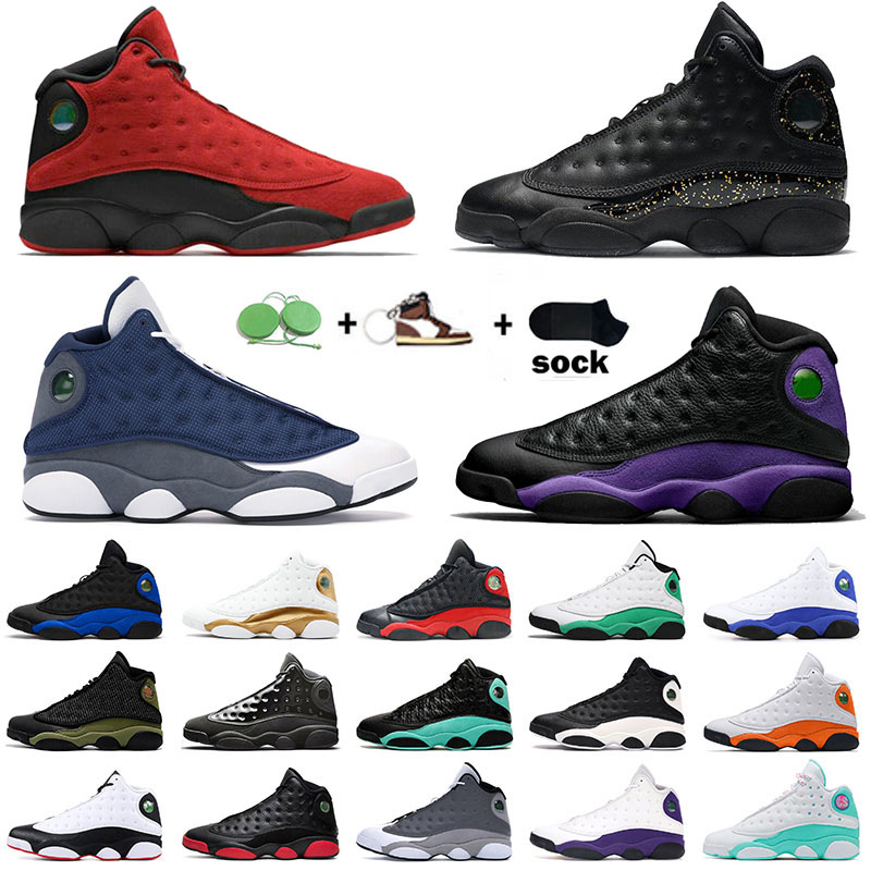 

2021 Authentic Jumpman 13 13s Basketball Shoes for Men's Women's Court Purple Gold Glitter Reverse Bred Flint Lakers Island Men Women Sports Sneakers Trainers, B13 36-47 bred