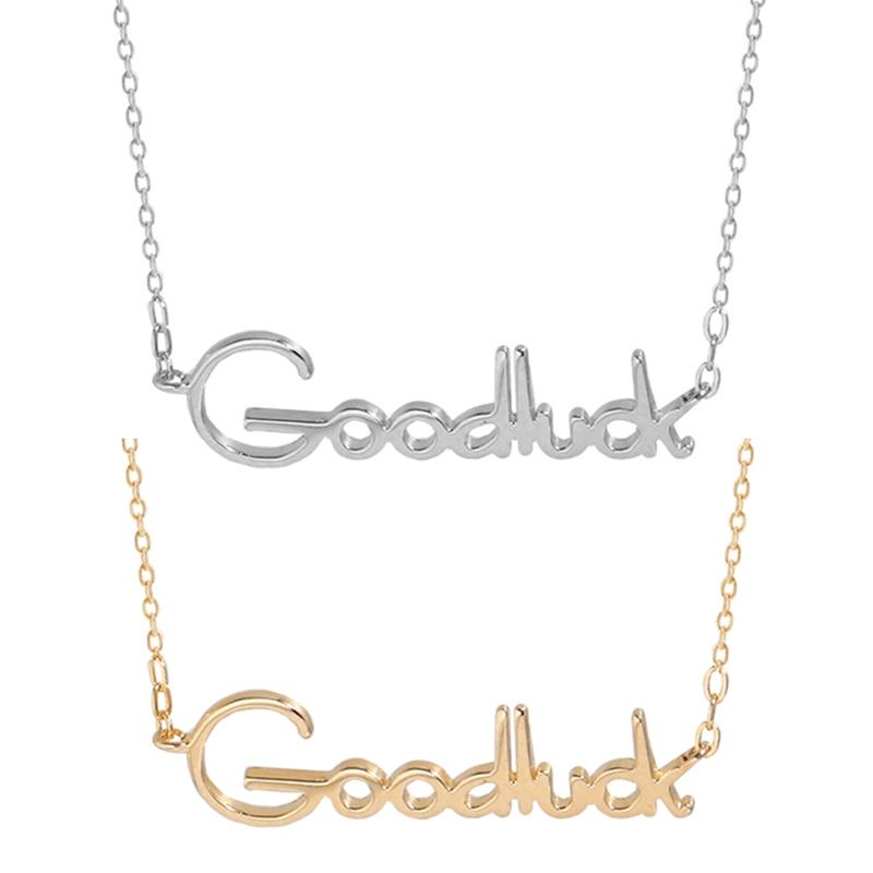 

Chains Goodluck Lucky Letter Pendant Necklace Silver Clavicle Chain Women Party Cute Accessories