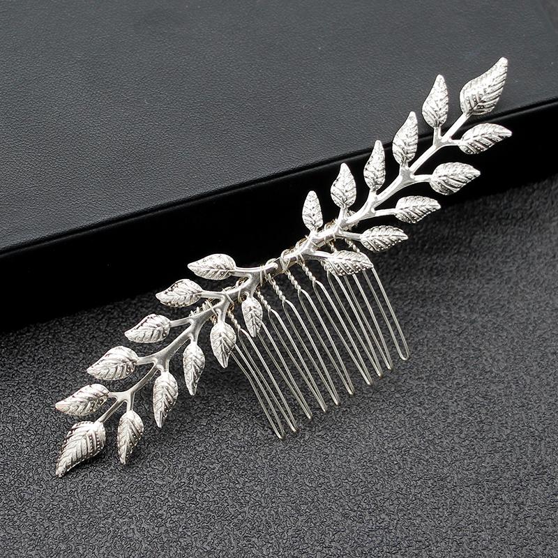 

Hair Clips & Barrettes Baroque Style Bridal Leaf Comb Silver Gold Color Metal Headpiece Wedding Party Headband Pins Accessories Jewelry, Golden;silver