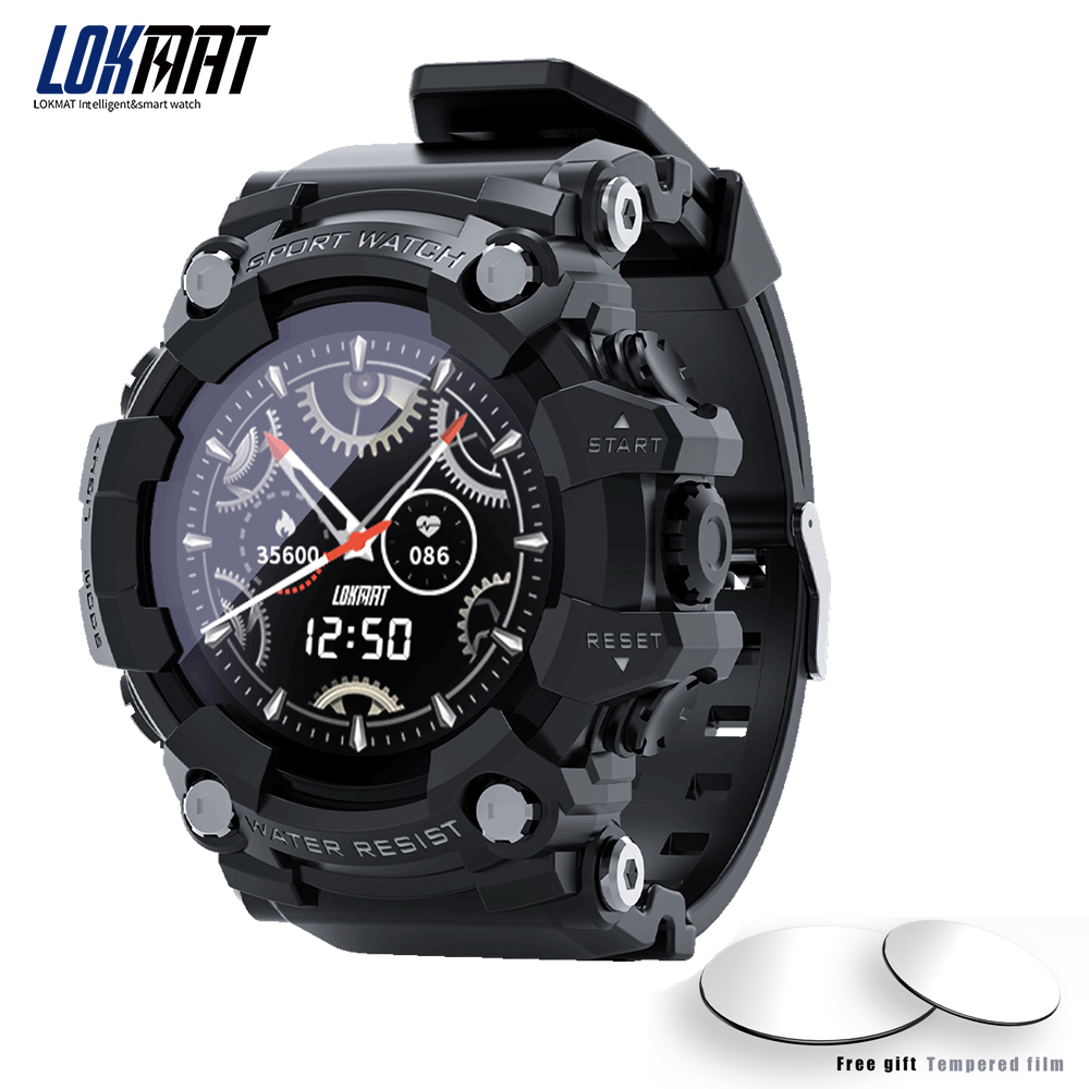 

LOKMAT ATTACK Smart Watch Fitness Tracker Bluetooth Watches Heart Rate Monitor Sports Waterproof Watch for Android IOSg, Black
