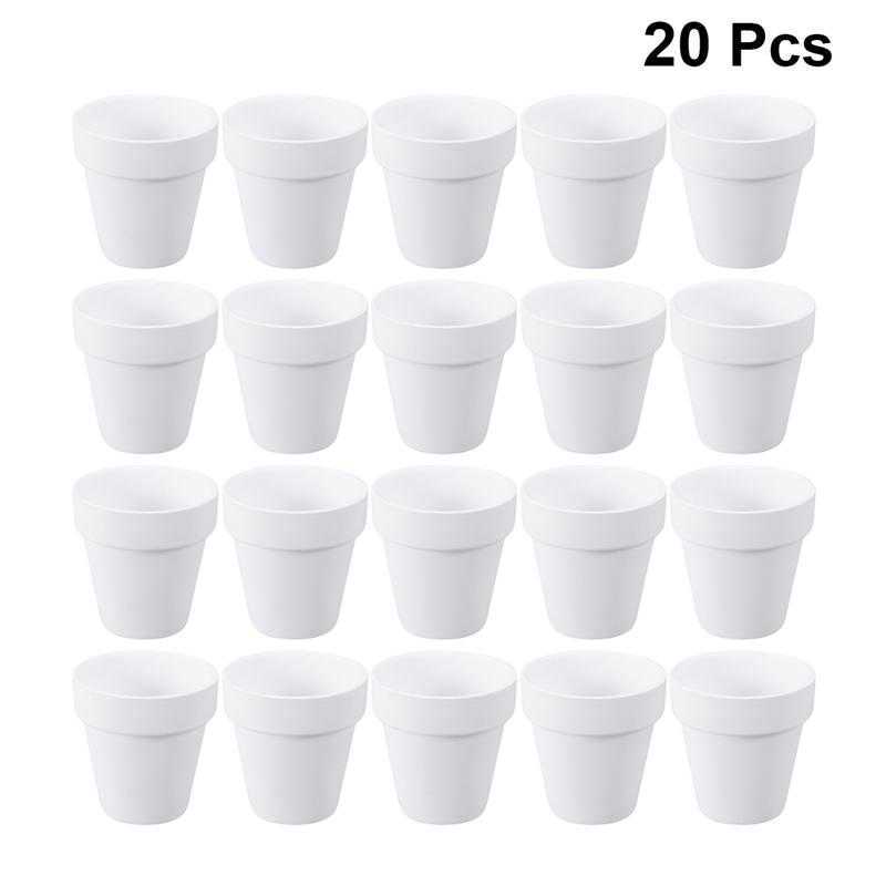 

20pcs Small White Terracotta Pot Clay Ceramic Pottery Planter Cactus Flower Pots Succulent Nursery Pots With Hole (White) Y0910