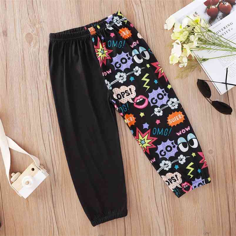 

Pants for Kids Spring Autumn Trousers Enfant Garcon Fashion Patchwork Print Cartoon Baby Girls Boys Jean 2-9T 210629, Black