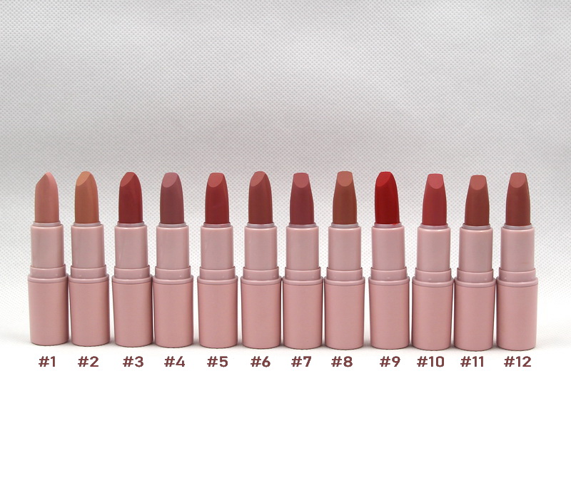 

Pink Matte lipstick Shades Long-lasting Easy to Wear Natural 12 Colors Makeup Wholesall Lip Stick, Extra shipping fees only