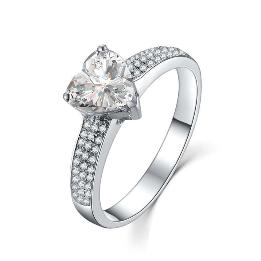 

2Ct Paved Heart Shape Stunning Diamond Ring for Women Engagement Platinum 950 Jewelry Semi Mount