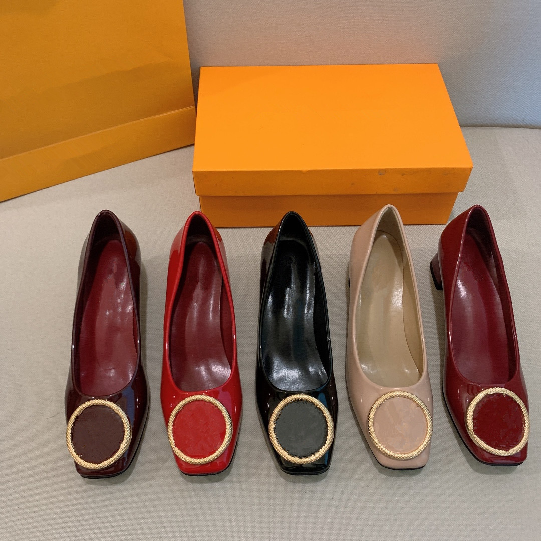 

Top Quality Women Dress Shoes Buckle High Heels Womens fashion Nude Color Genuine Leather Pumps Lady Sandals Wedding Party Bottoms with Box 35-41, Black