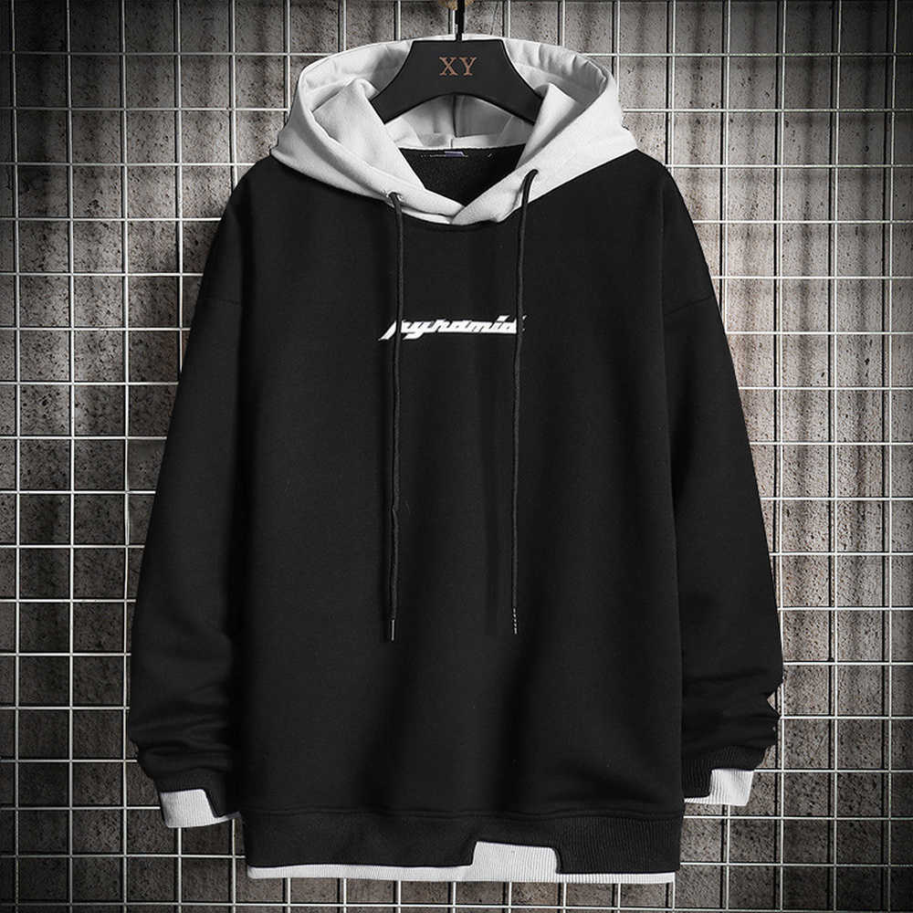 

Men Streetwear Hoodie Patchwork Hip Hop Hoodies Men High Street Casual Hoodie Spring And Autumn Men Fashion Clothing Pullovers 210720, Blue